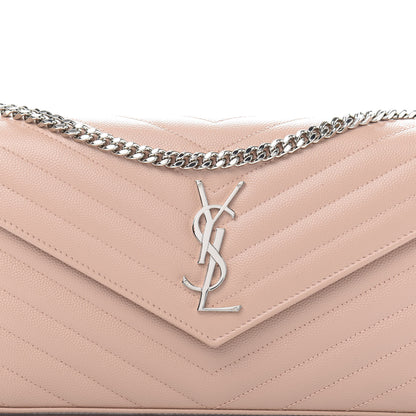 Saint Laurent Grain De Poudre Matelasse Chevron Monogram Chain Wallet Pale Pink 8 of 8