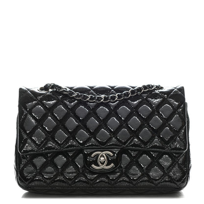 Chanel Distressed Patent Quilted Medium Double Flap Black 1 of 7