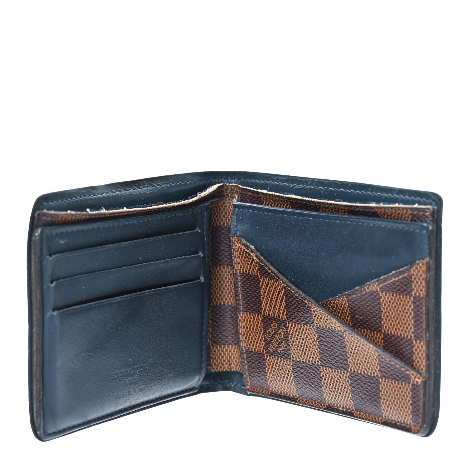 Louis Vuitton Damier Ebene Calfskin Multiple Wallet Blue 5 of 13