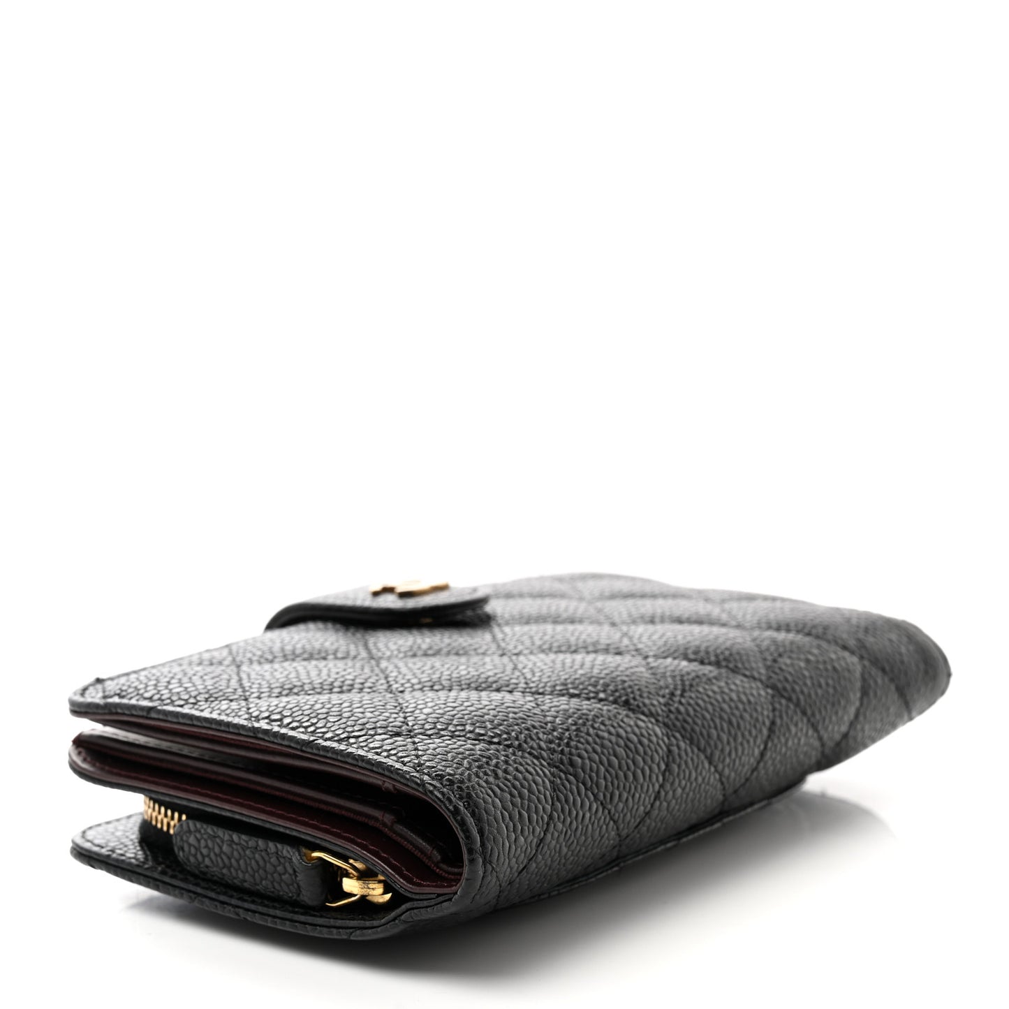 Caviar Quilted Zipped Pocket Wallet Black
