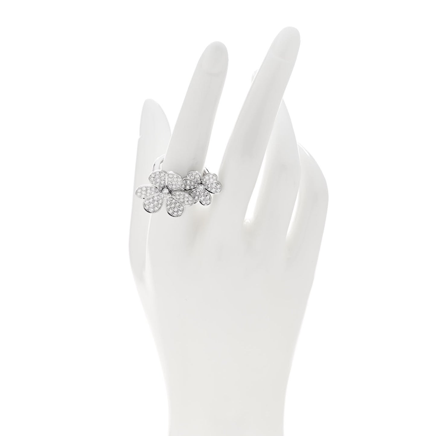 18K White Gold Diamond Frivole Between The Finger Pave Ring 54 7