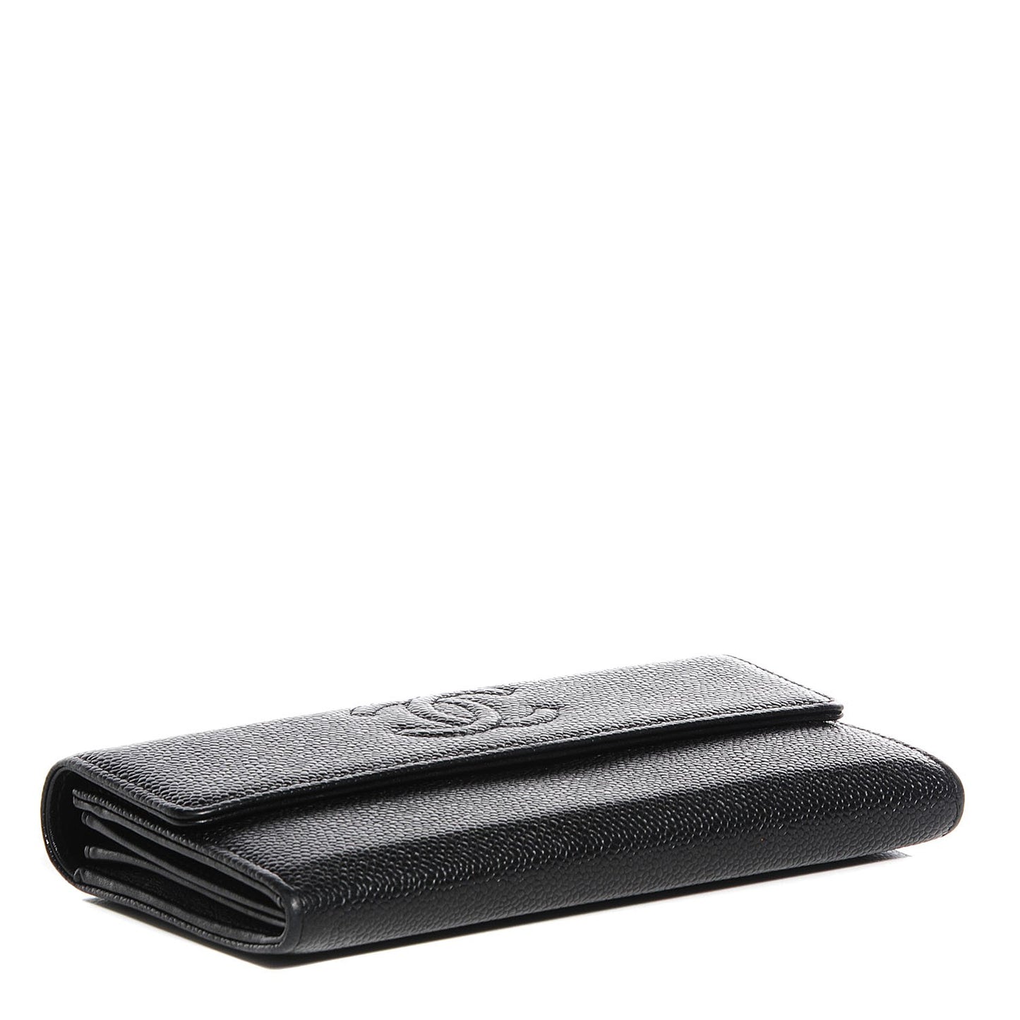 Caviar Large Gusset Flap Wallet Black