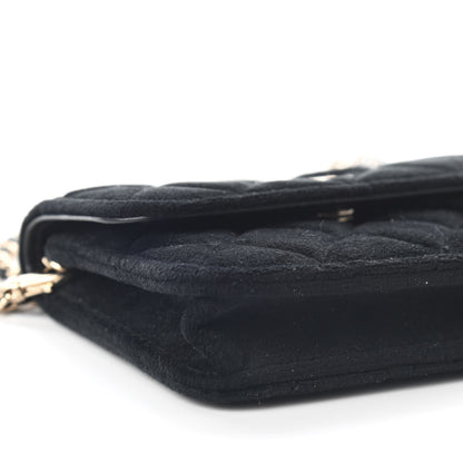 Chanel Velvet Quilted Pearl Crush Clutch With Chain Black 8 of 9