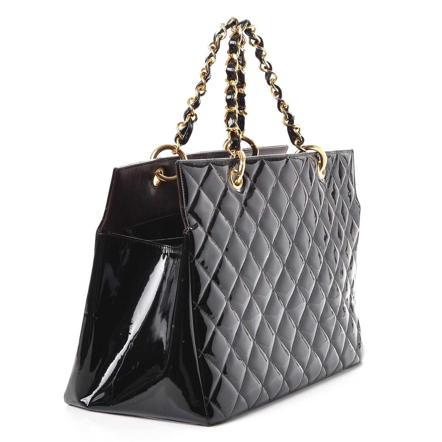 Chanel Patent Grand Shopping Tote GST Black 3 of 10