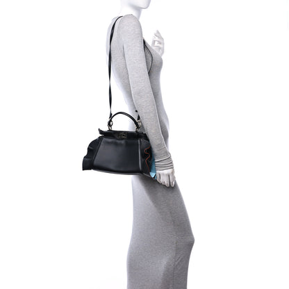 Fendi Nappa Waves Bi-Color Mini Peekaboo Iconic Satchel Black Turchese 3 of 9