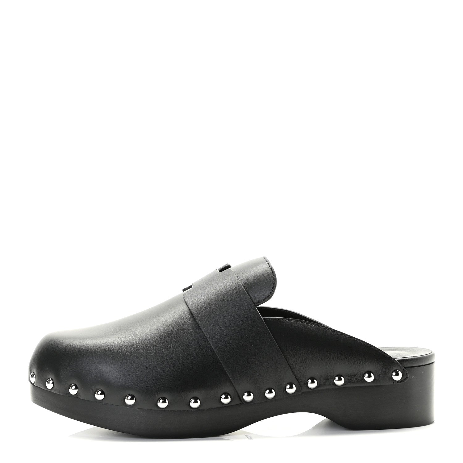Hermes Calfskin Calya Mules 38 Black 1 of 10
