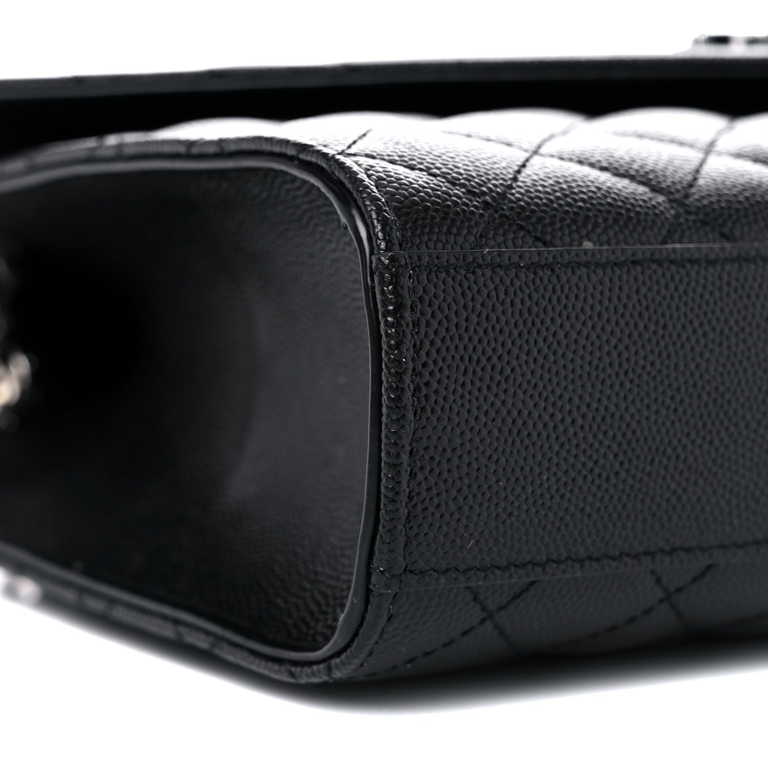 Saint Laurent Grain De Poudre Textured Mixed Matelasse Triquilt Medium Monogram Satchel Black 8 of 9