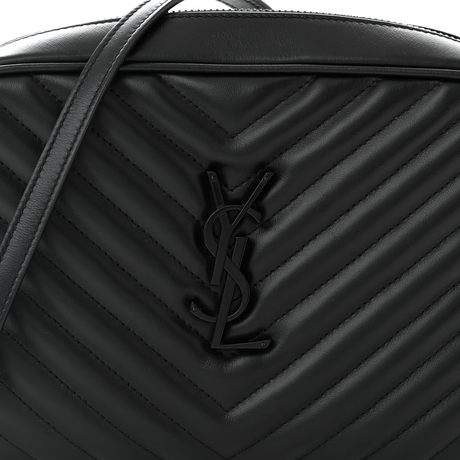 Saint Laurent Calfskin Matelasse Monogram Monochrome Lou Camera Bag Black 8 of 11