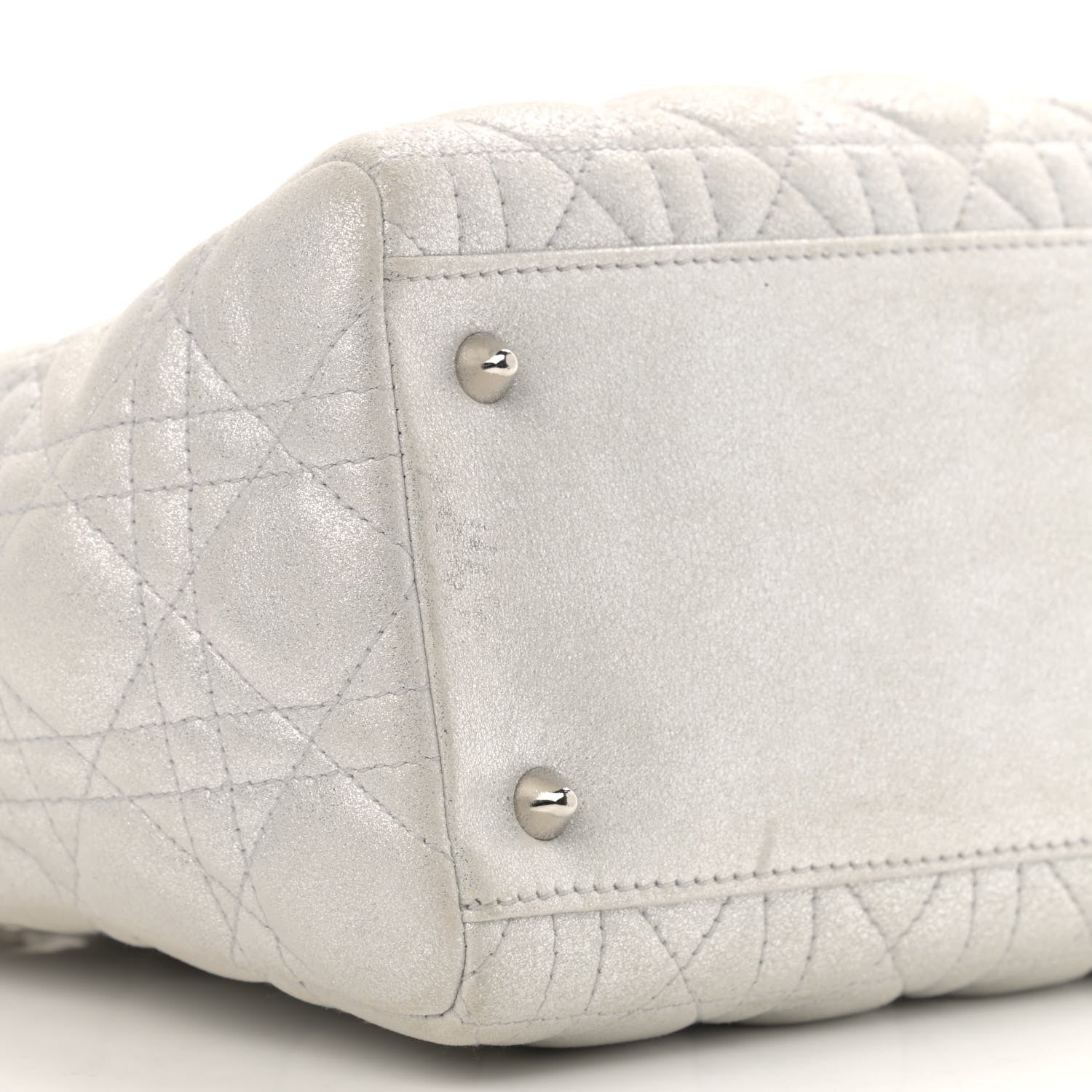 Christian Dior Metallic Lambskin Cannage Medium Lady Dior Silver 8 of 15