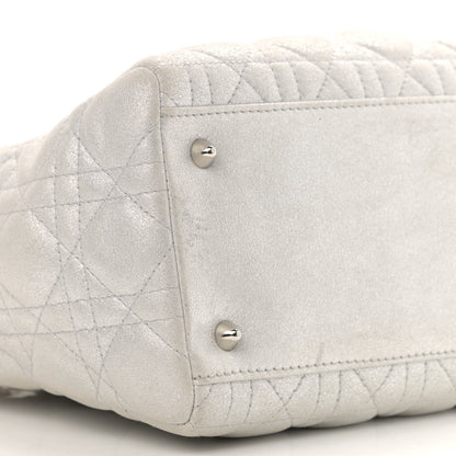 Christian Dior Metallic Lambskin Cannage Medium Lady Dior Silver 8 of 15