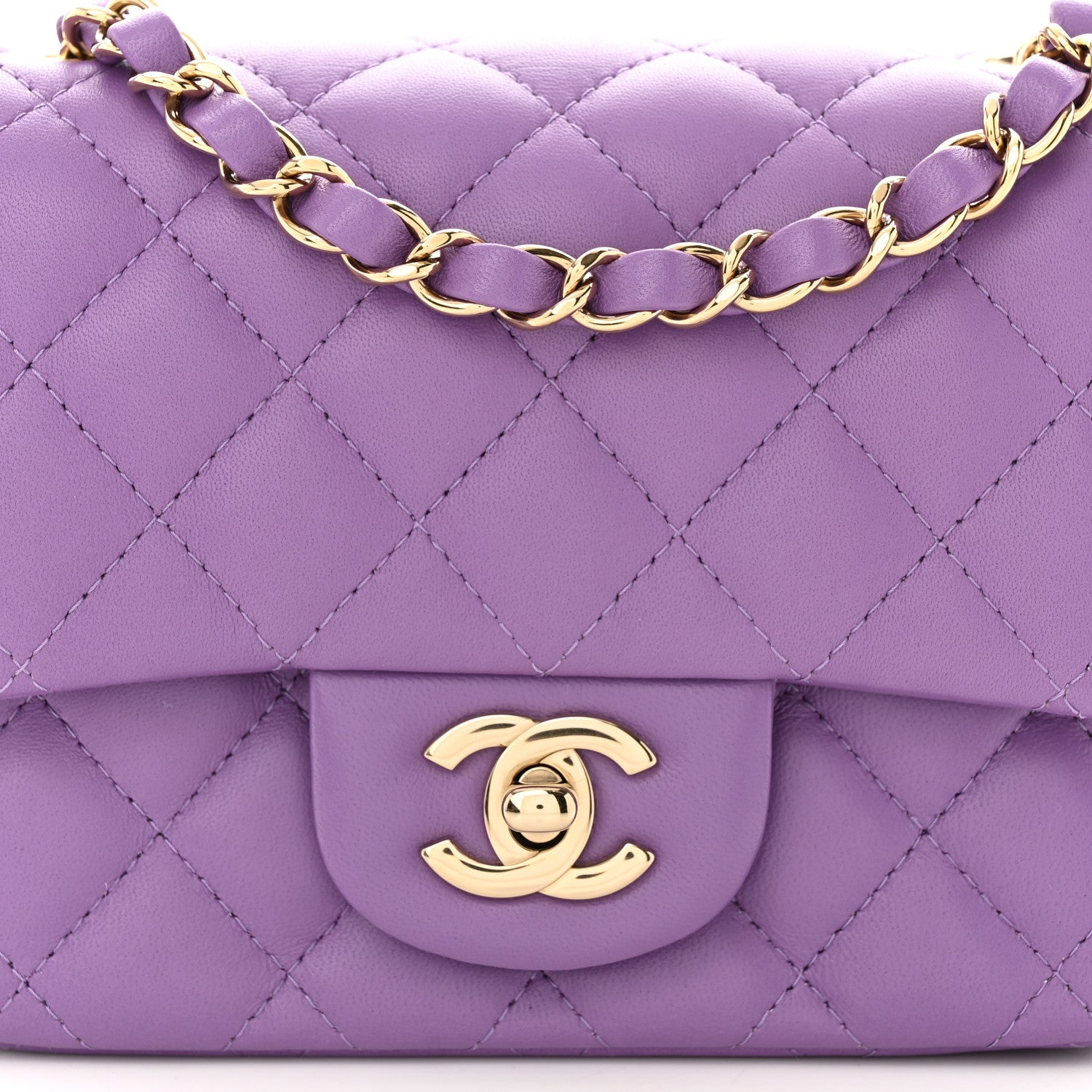 Chanel Lambskin Quilted Mini Square Flap Purple 8 of 11