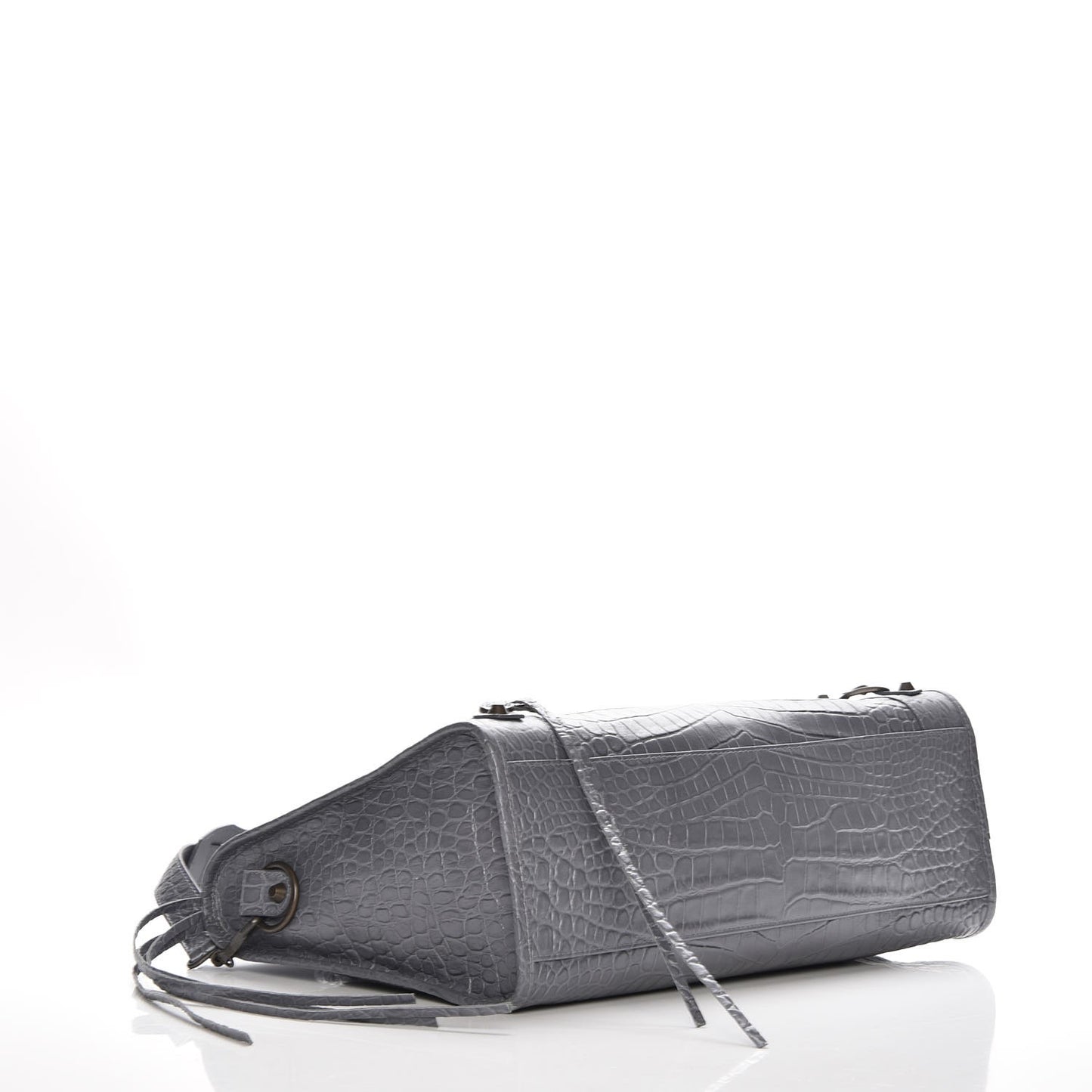 Calfskin Crocodile Embossed Classic Hardware City Gris Beton
