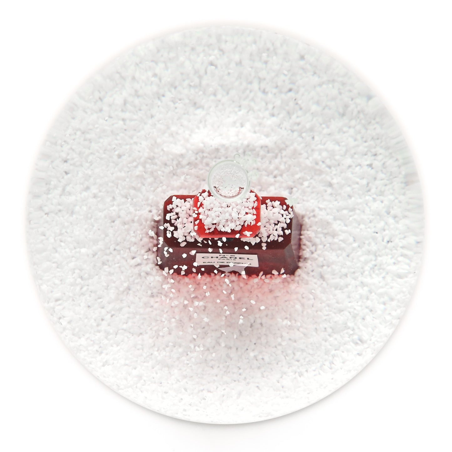 Glass N°5 Perfume Bottle Snow Globe White