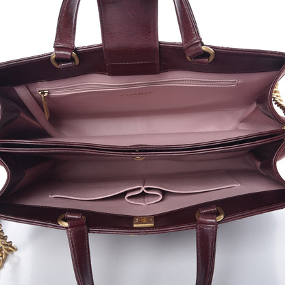 Chanel Glazed Iridescent Calfskin Quilted Tote Burgundy 6 of 11