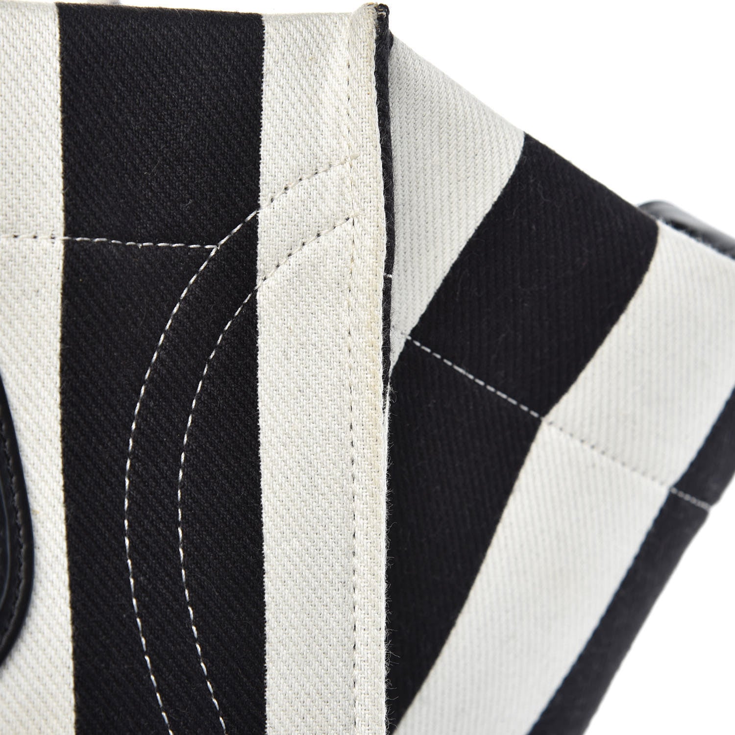 Celine Cotton Canvas Striped Medium Phantom Luggage White Black 14 of 19