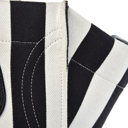 Celine Cotton Canvas Striped Medium Phantom Luggage White Black 14 of 19