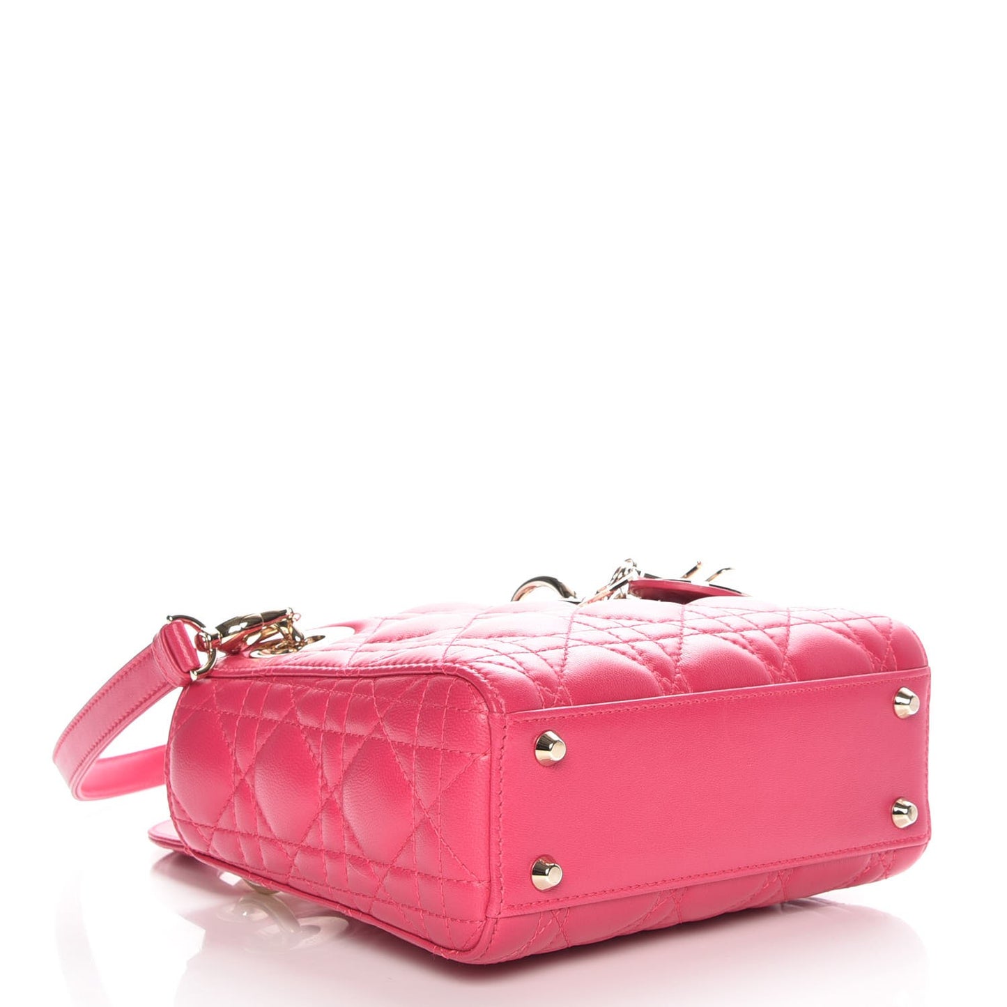 Lambskin Cannage Mini Lady Dior Fuchsia