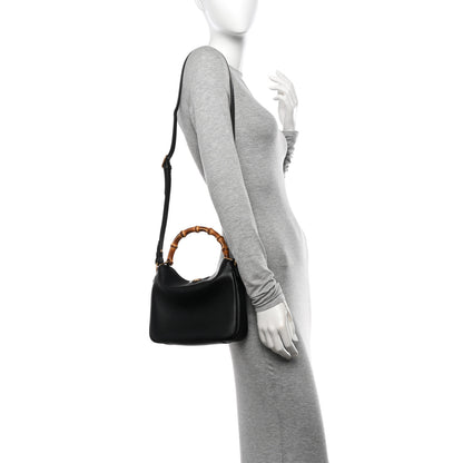 Gucci Softy Wonka Textured Dollar Calfskin Small Diana Shoulder Bag Black Dusty Grey 2 of 11