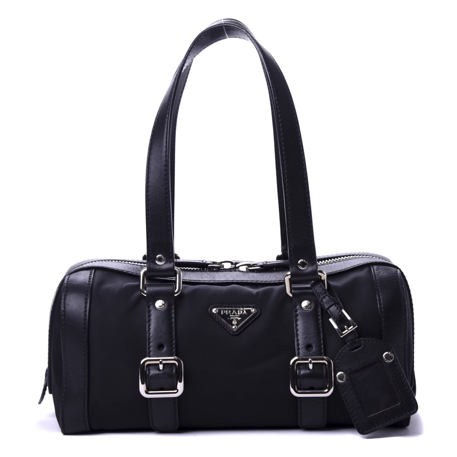 Prada Tessuto Nylon Soft Calf Satchel Black 1 of 8
