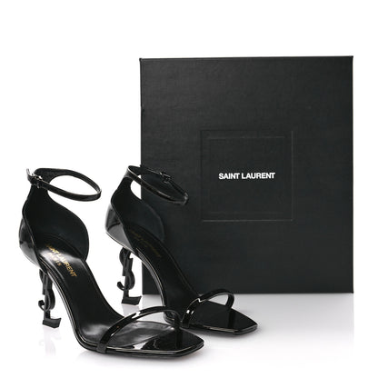 Saint Laurent Patent Calfskin Opyum 85 Sandals 37 Black 9 of 10