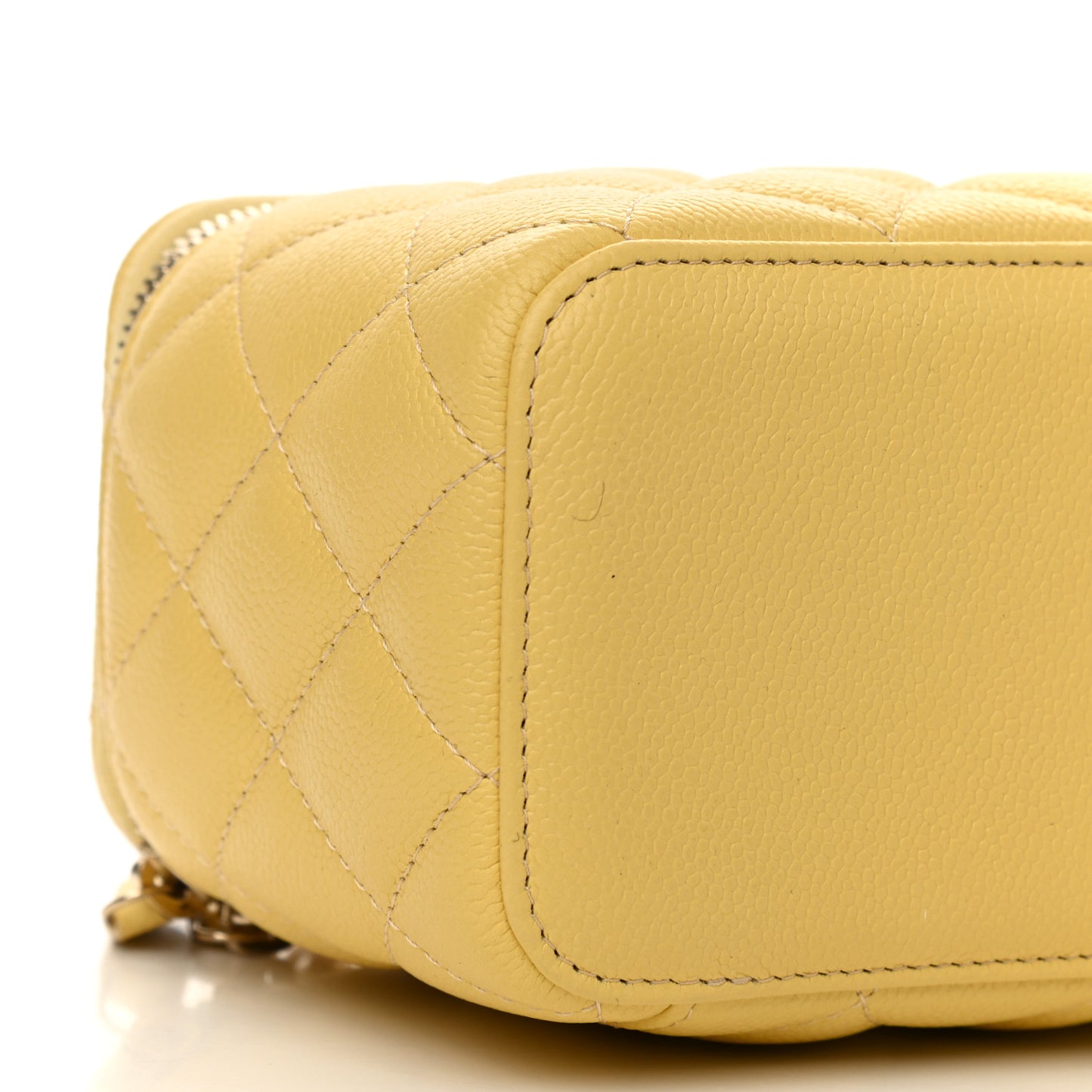 Caviar Quilted Small Tiny CC Vanity Case With Chain Yellow