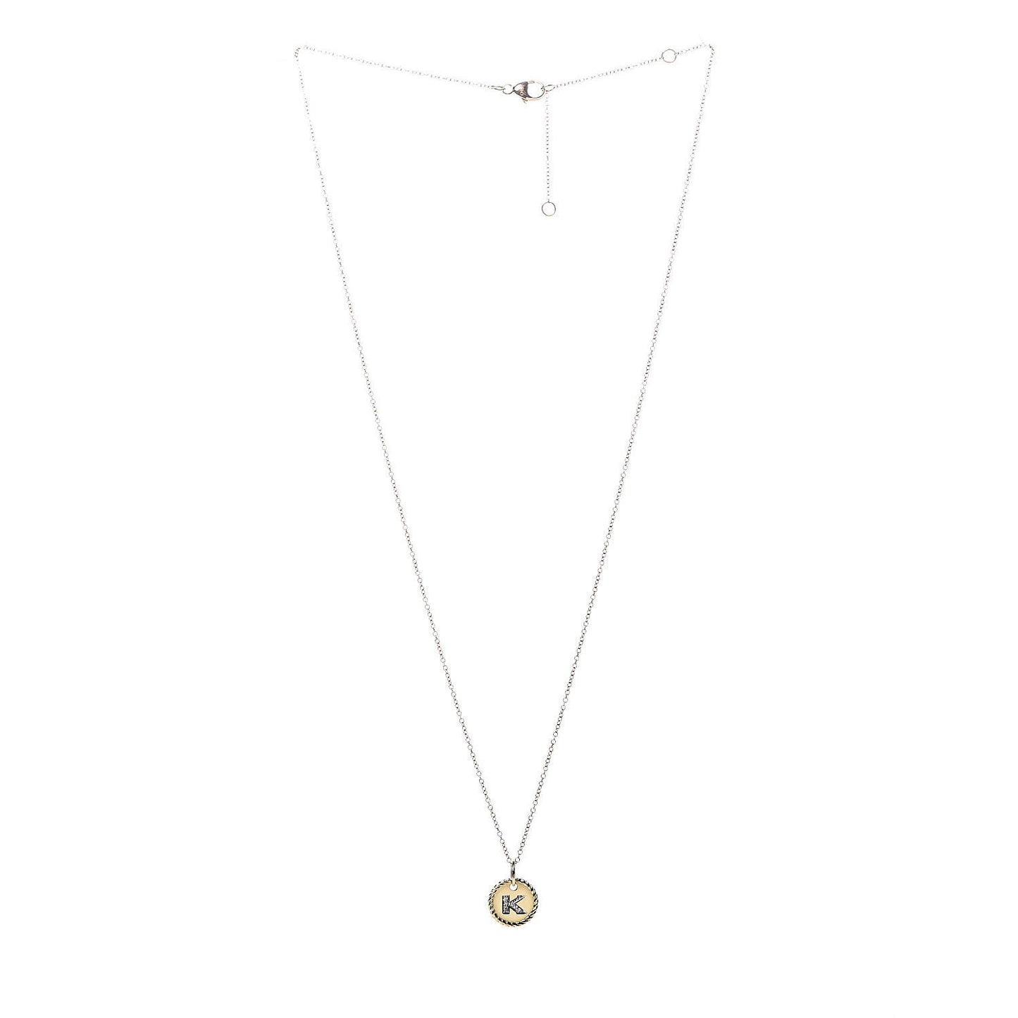 18K Yellow Gold Diamond Initial K Charm Pendant Necklace