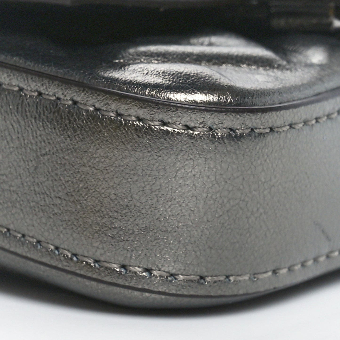 Vitello Catalan Mirror FF 1974 Embossed Nano Baguette Charm Graphite