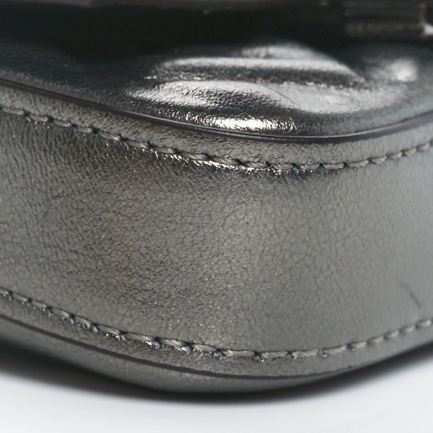 Fendi Vitello Catalan Mirror FF 1974 Embossed Nano Baguette Charm Graphite 6 of 8