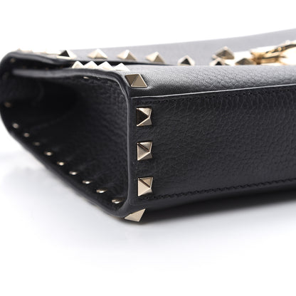Valentino Garavani Pebbled Calfskin Medium Rockstud Flip Lock Crossbody Bag Black 7 of 10