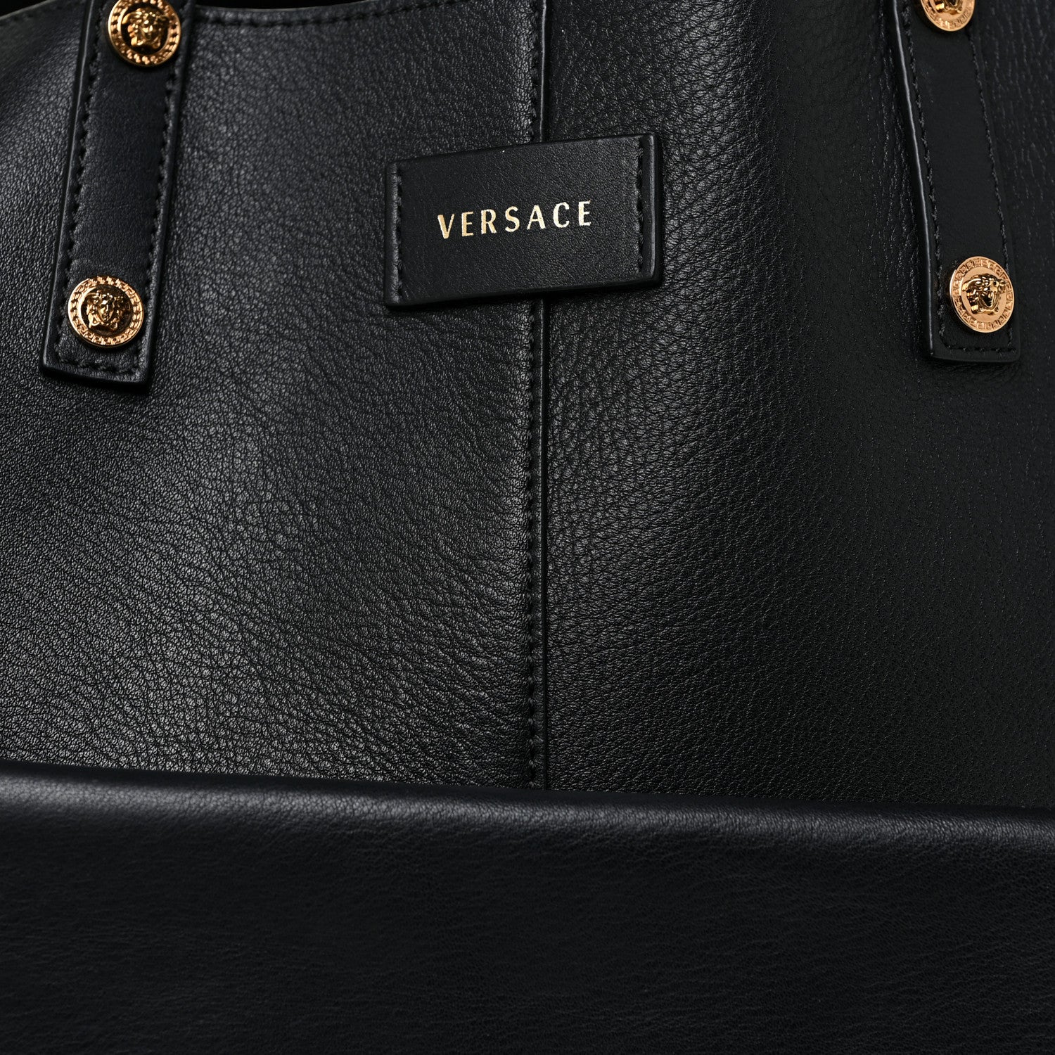 Versace Calfskin Palazzo Tote Black 7 of 9