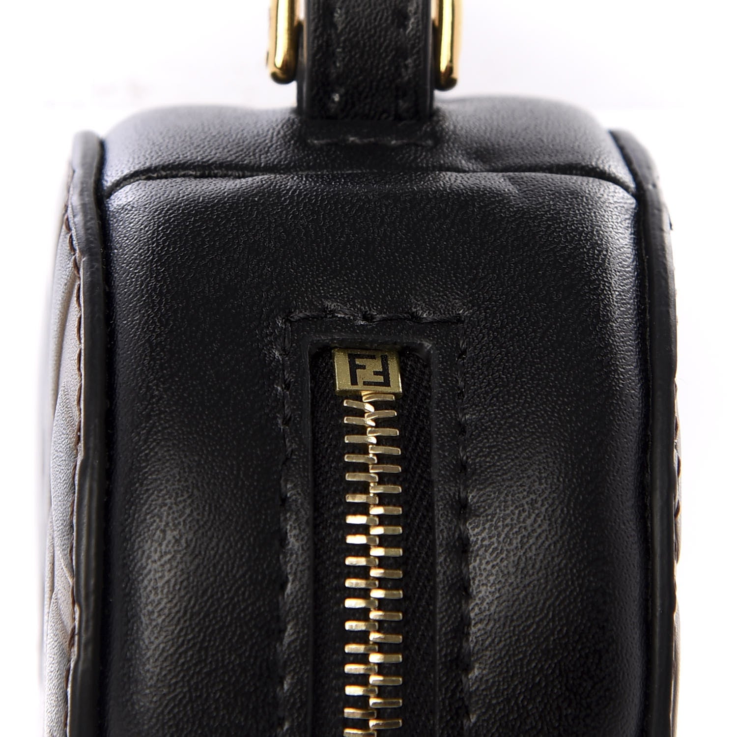 Fendi Calfskin FF 1974 Embossed Help Bag Charm Maya Black 4 of 10
