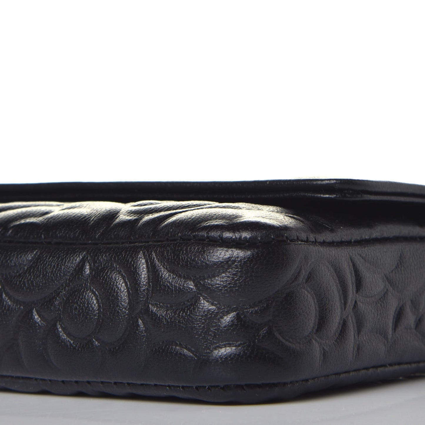 Caviar Camellia Embossed Chain Belt Bag Black