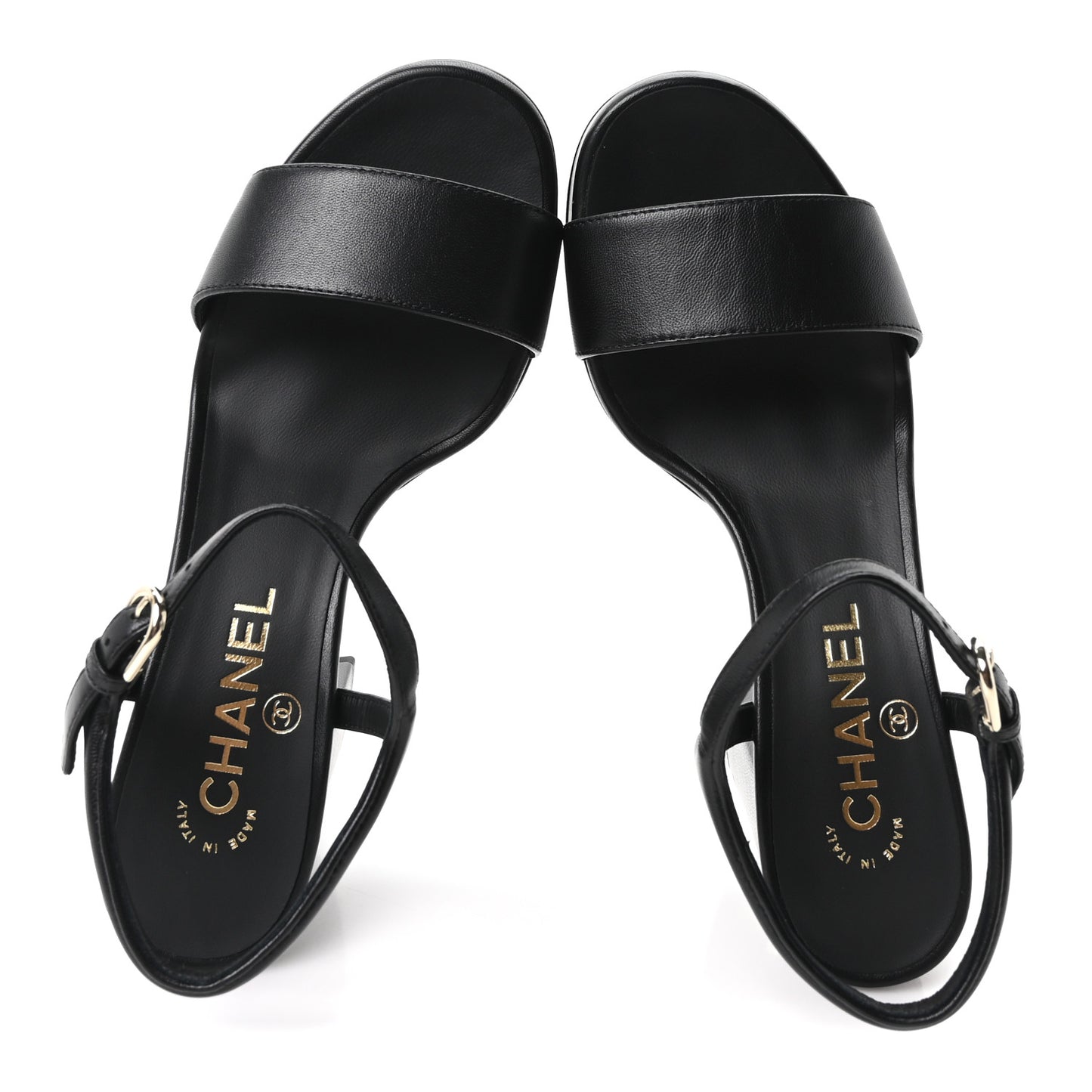 Lambskin Logo Platform Sandals 37 Black