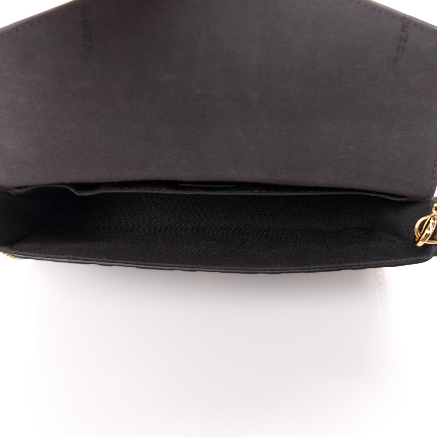 Vitello Soft F is Fendi Bi-Color FF 1974 Embossed Envelope Wallet On Chain with Pouches Maya Black