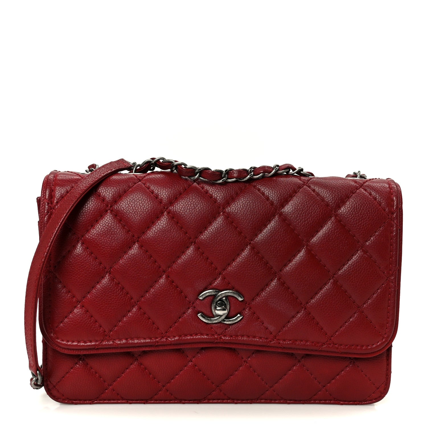 Chanel Caviar Quilted Flap With Chain Red 1 of 12