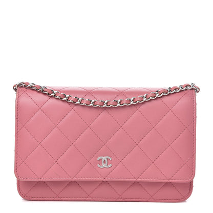 Chanel Lambskin Quilted Wallet On Chain WOC Pink 1 of 15