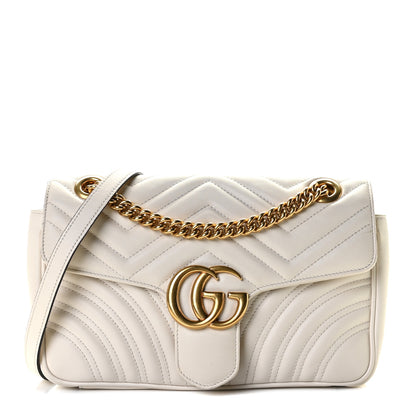 Gucci Calfskin Matelasse Small GG Marmont Shoulder Bag White 1 of 9