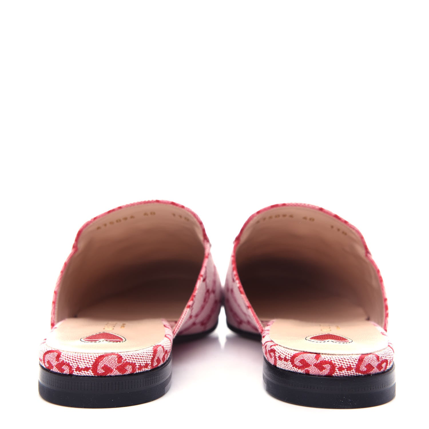 Gucci Canvas GG Monogram Horsebit Womens Princetown Slippers 40 Gardenia Hibiscus Red 7 of 11