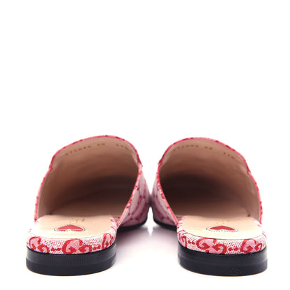 Gucci Canvas GG Monogram Horsebit Womens Princetown Slippers 40 Gardenia Hibiscus Red 7 of 11