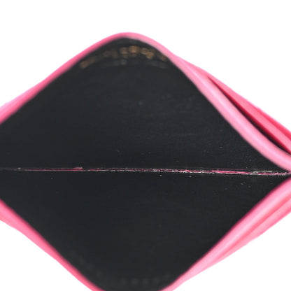 Saint Laurent Grain De Poudre Matelasse Chevron Monogram Credit Card Case Fresh Fuxia 5 of 11