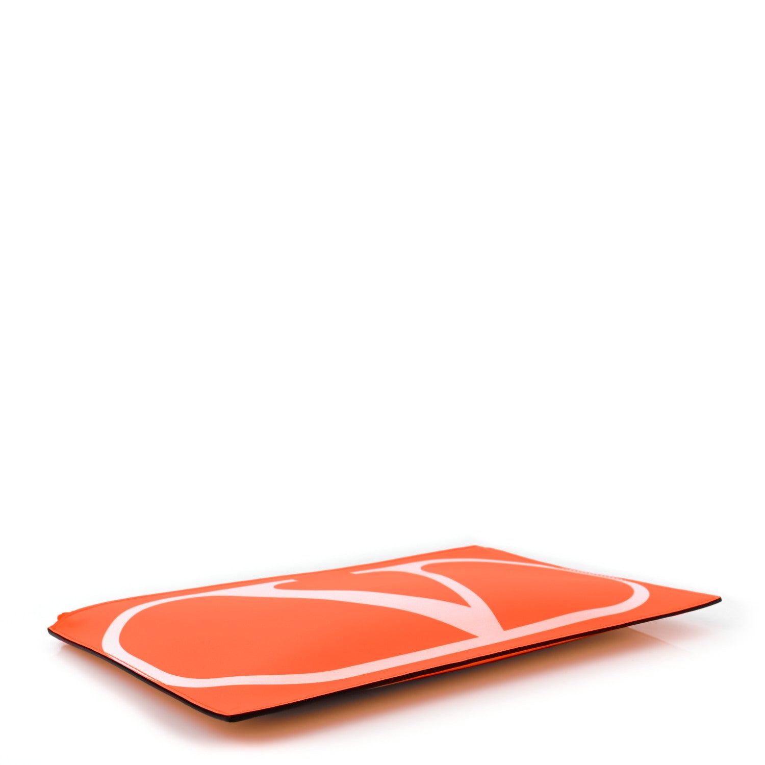 Valentino Garavani Calfskin VLogo Large Flat Zip Pouch Orange 4 of 6