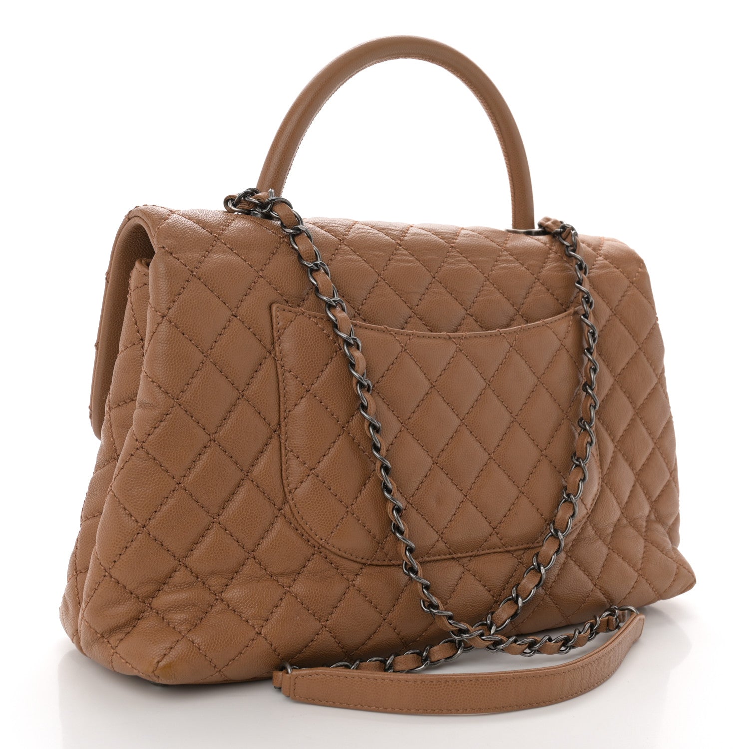 Chanel Caviar Quilted Medium Coco Handle Flap Camel 3 of 10