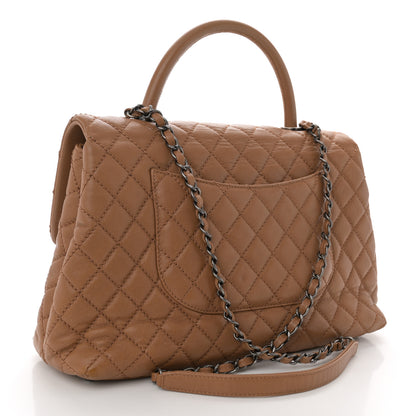 Chanel Caviar Quilted Medium Coco Handle Flap Camel 3 of 10