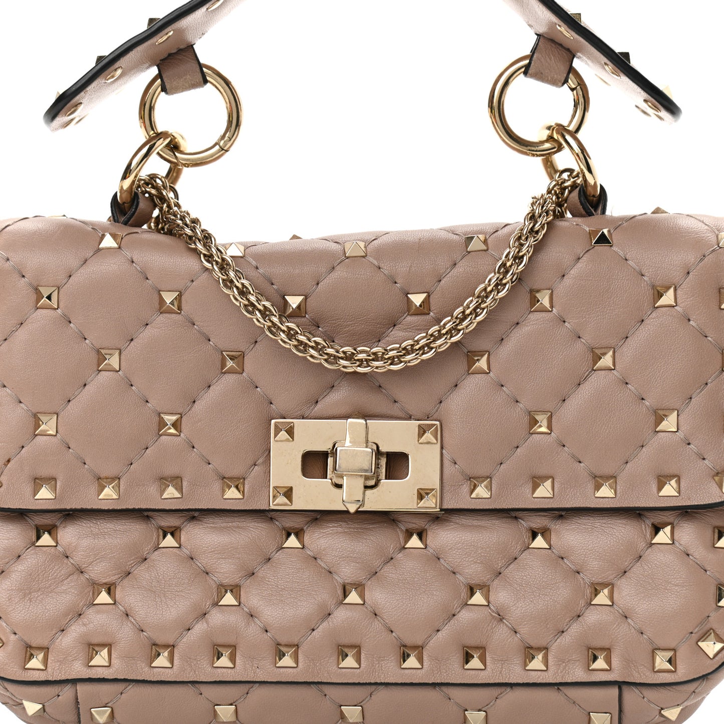 Nappa Small Rockstud Spike Shoulder Bag Poudre