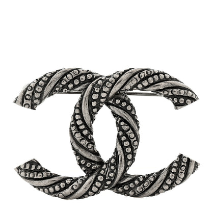 Chanel Ruthenium Twisted CC Brooch Silver 1 of 3
