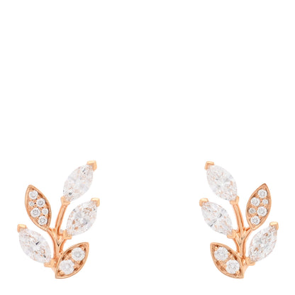 Tiffany 18K Rose Gold Diamond Small Victoria Vine Earrings 1 of 5