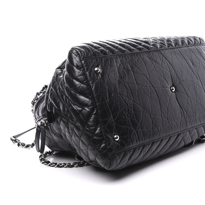 Chanel Aged Calfskin Chevron Large Soft Bowling Bag Black 5 of 11