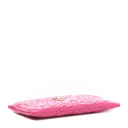 Chanel Lambskin Camellia Embossed Card Holder Fuchsia 3 of 9