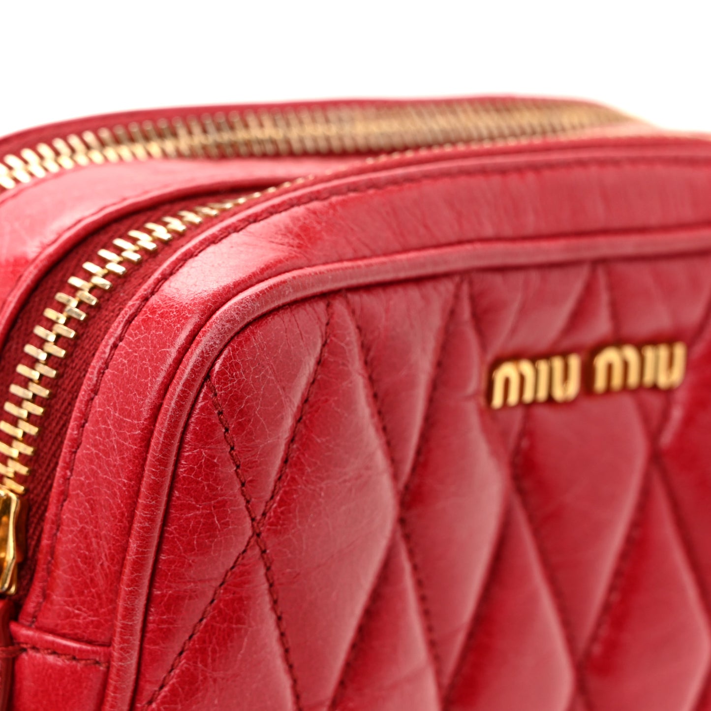 Vitello Shine Quilted Camera Bag Cherry