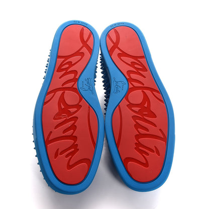 Christian Louboutin Veau Velours Spikes Mens Roller Boat Flat 39.5 Egyptian Blue 5 of 9